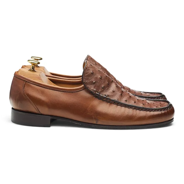 Barker Javron mocassins cuir autruche marron UK 8.5