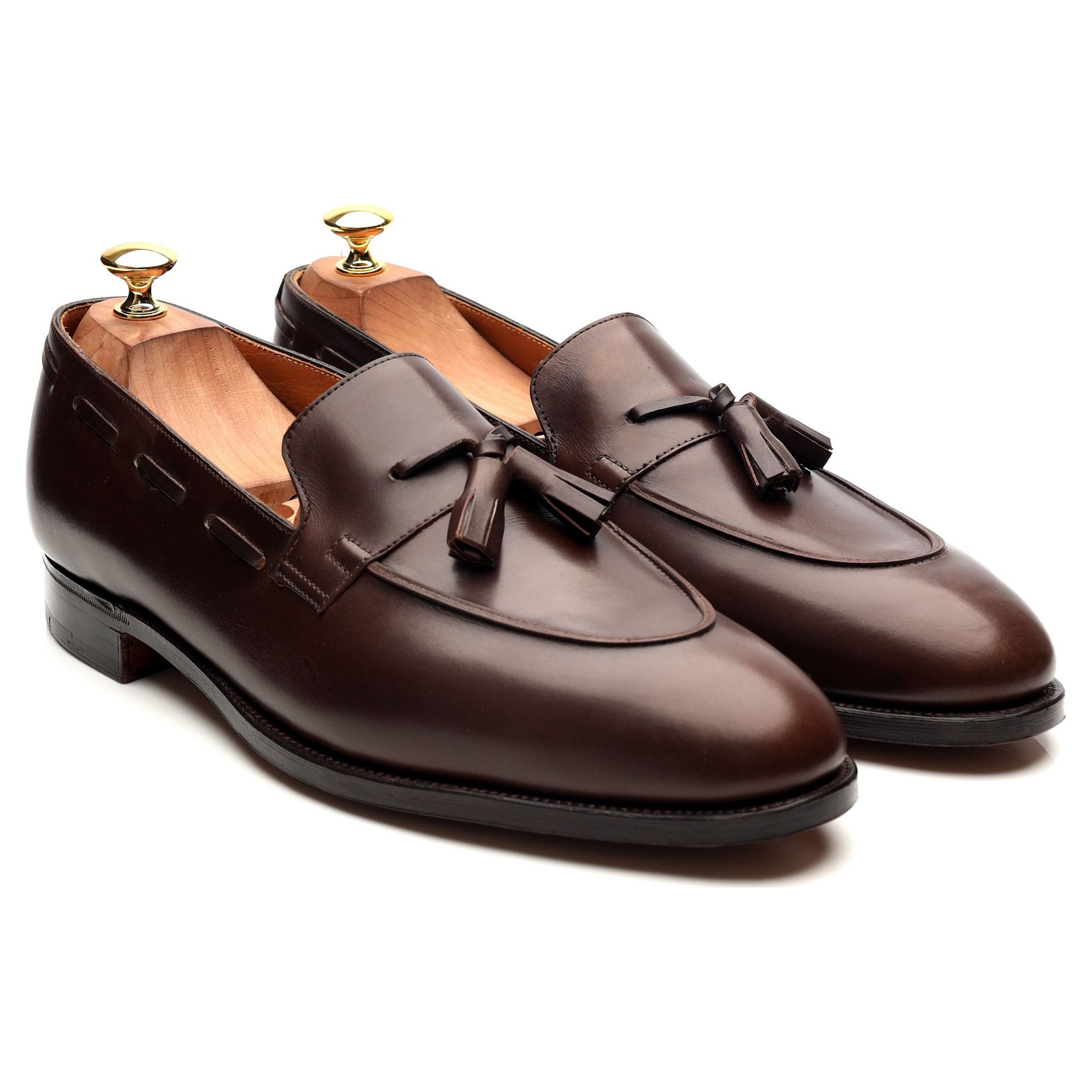 John Lobb Jihel mocassin pompons cuir marron UK 10.5