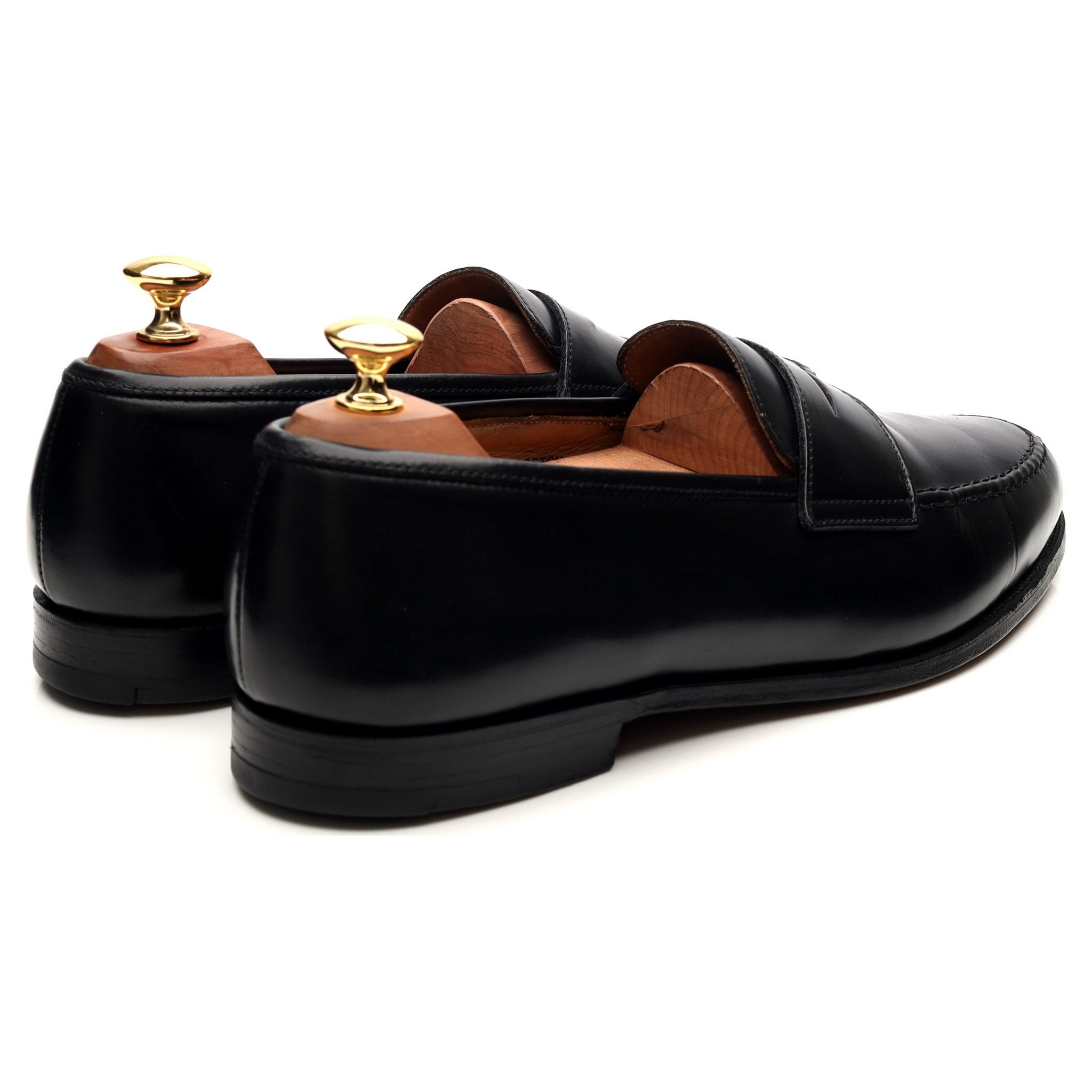 Crockett Jones Boston mocassins cuir noir UK 9.5 cavalerie