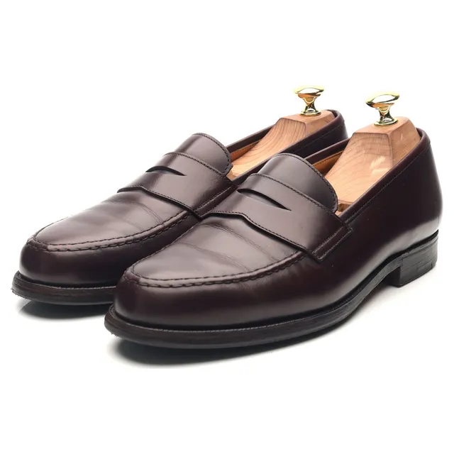 Crockett & Jones Boston mocassins cuir bordeaux UK 8