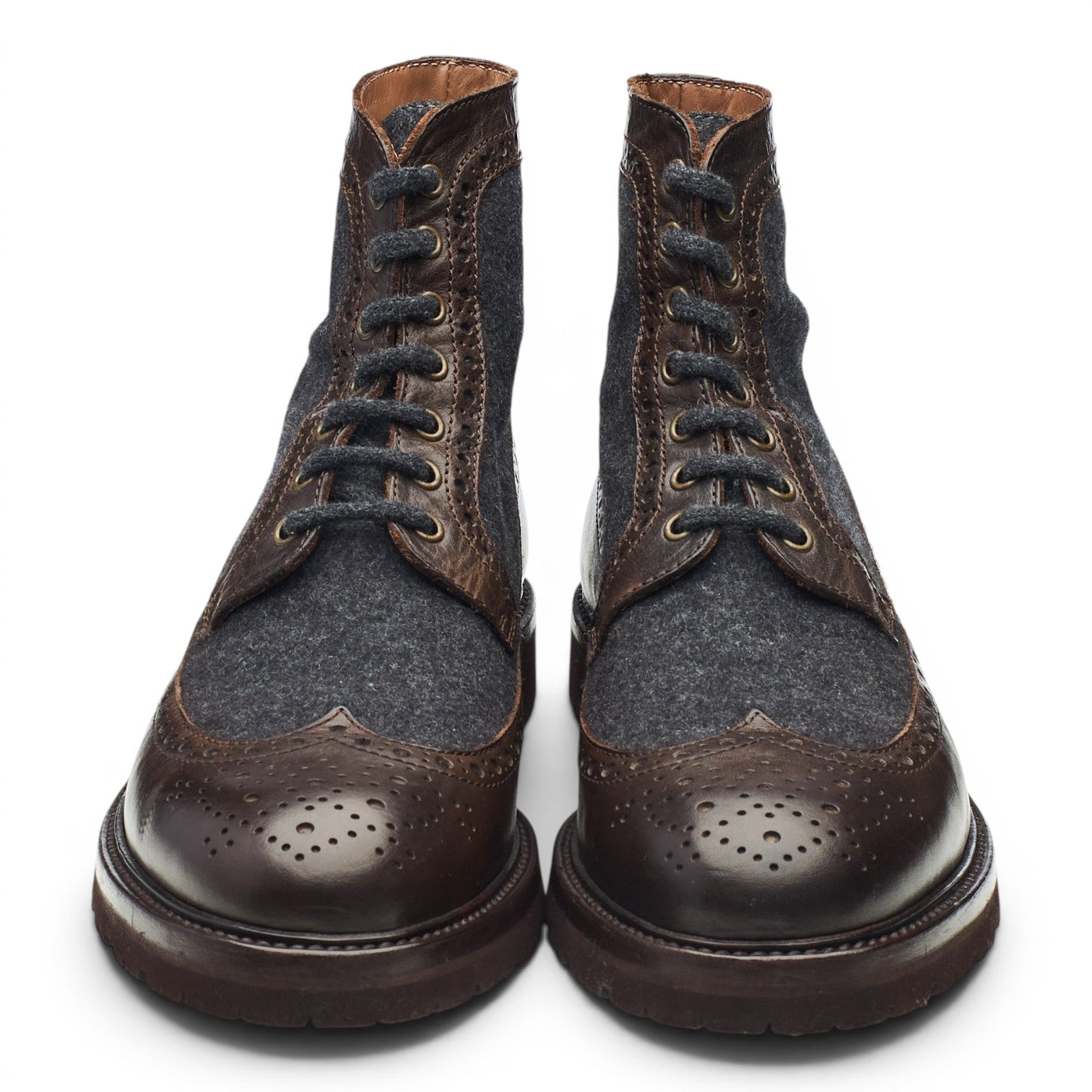 Brunello Cucinelli boots brogue cuir marron bleu UK 10