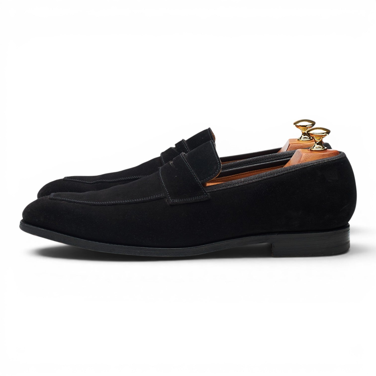 Crockett & Jones Merton mocassins daim noir UK 9.5