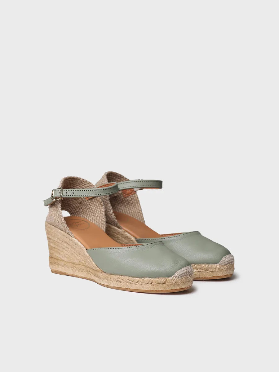 Toni Pons Costa-5 espadrille cuir menthe 7 cm