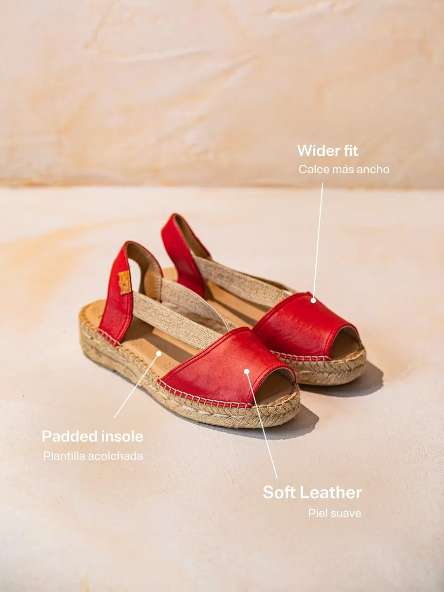 TONI PONS Tala espadrilles cuir rouge pied large