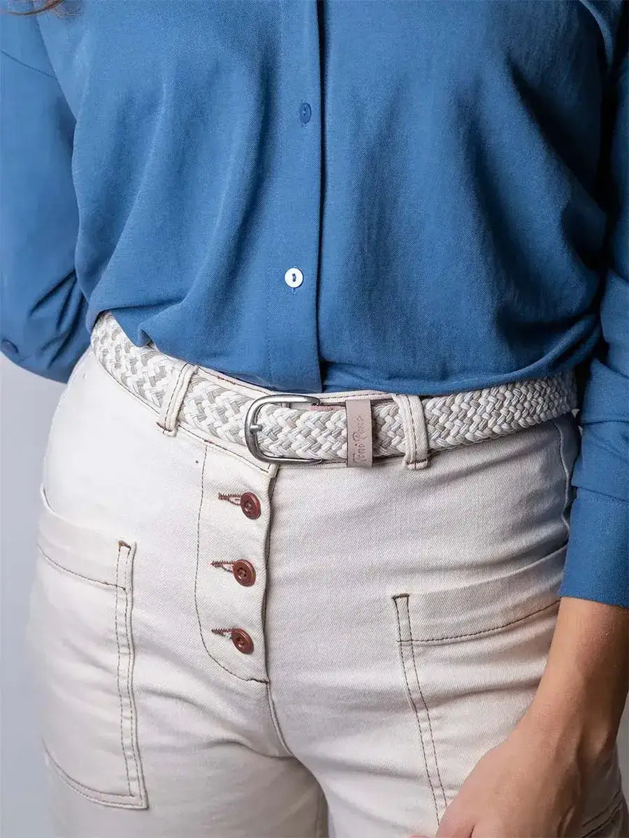 Toni Pons Nadina ceinture tressée élastique écru