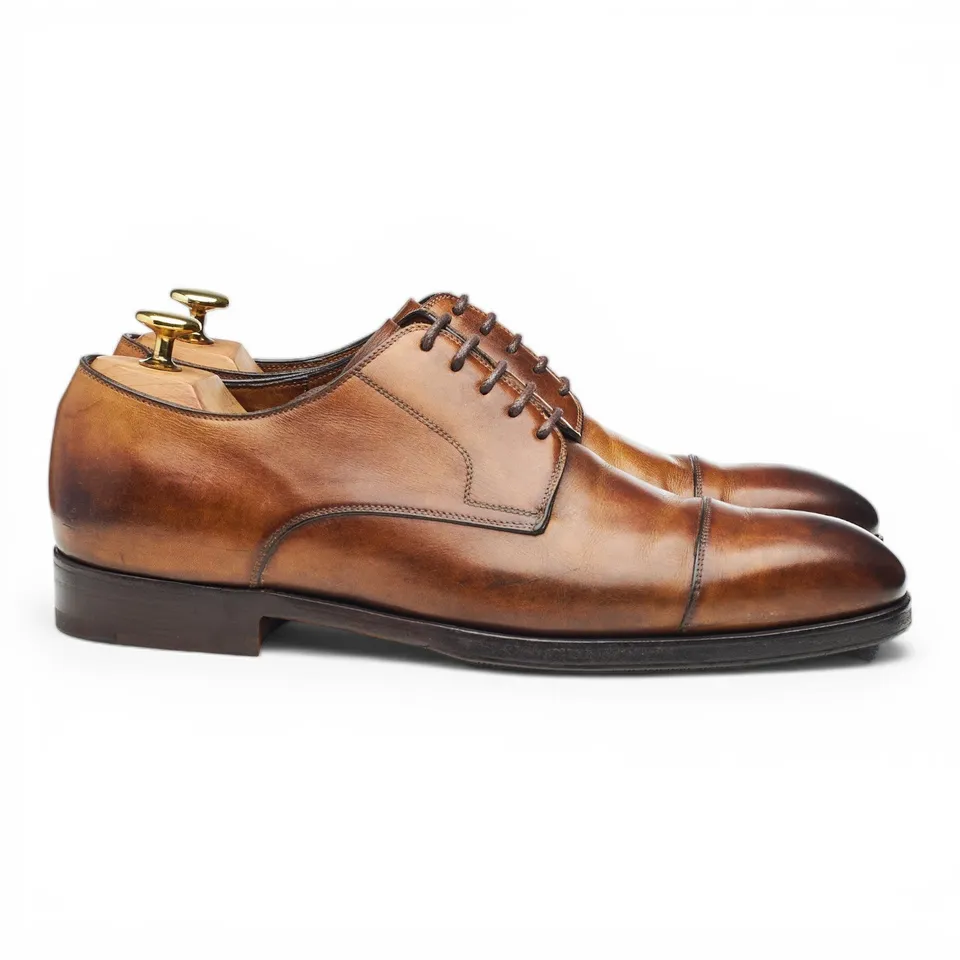 Paolo Scafora derby cuir marron bout droit UK 8