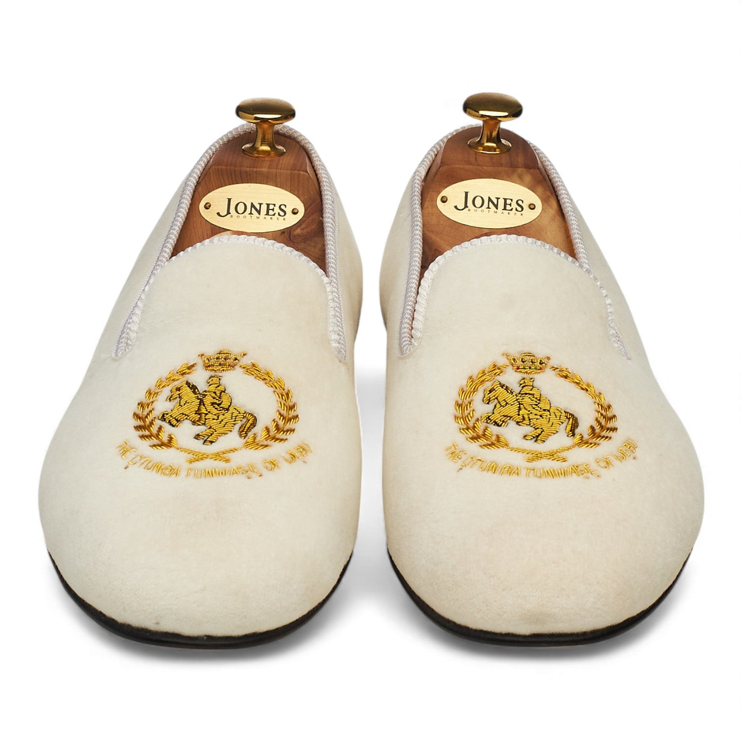 New & Lingwood pantoufles velours blanc UK 10.5