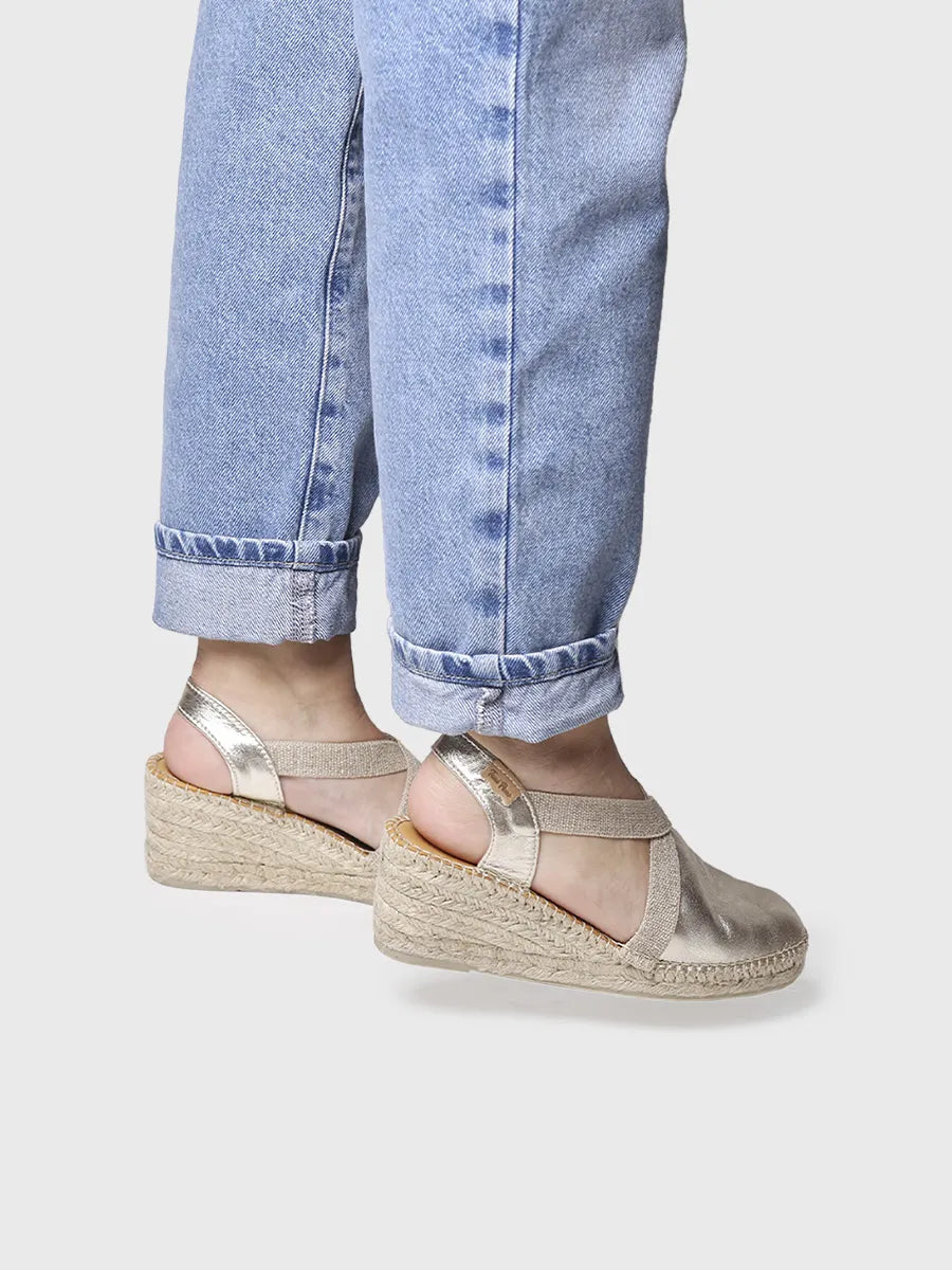 Toni Pons Tossa espadrilles compensées cuir platino