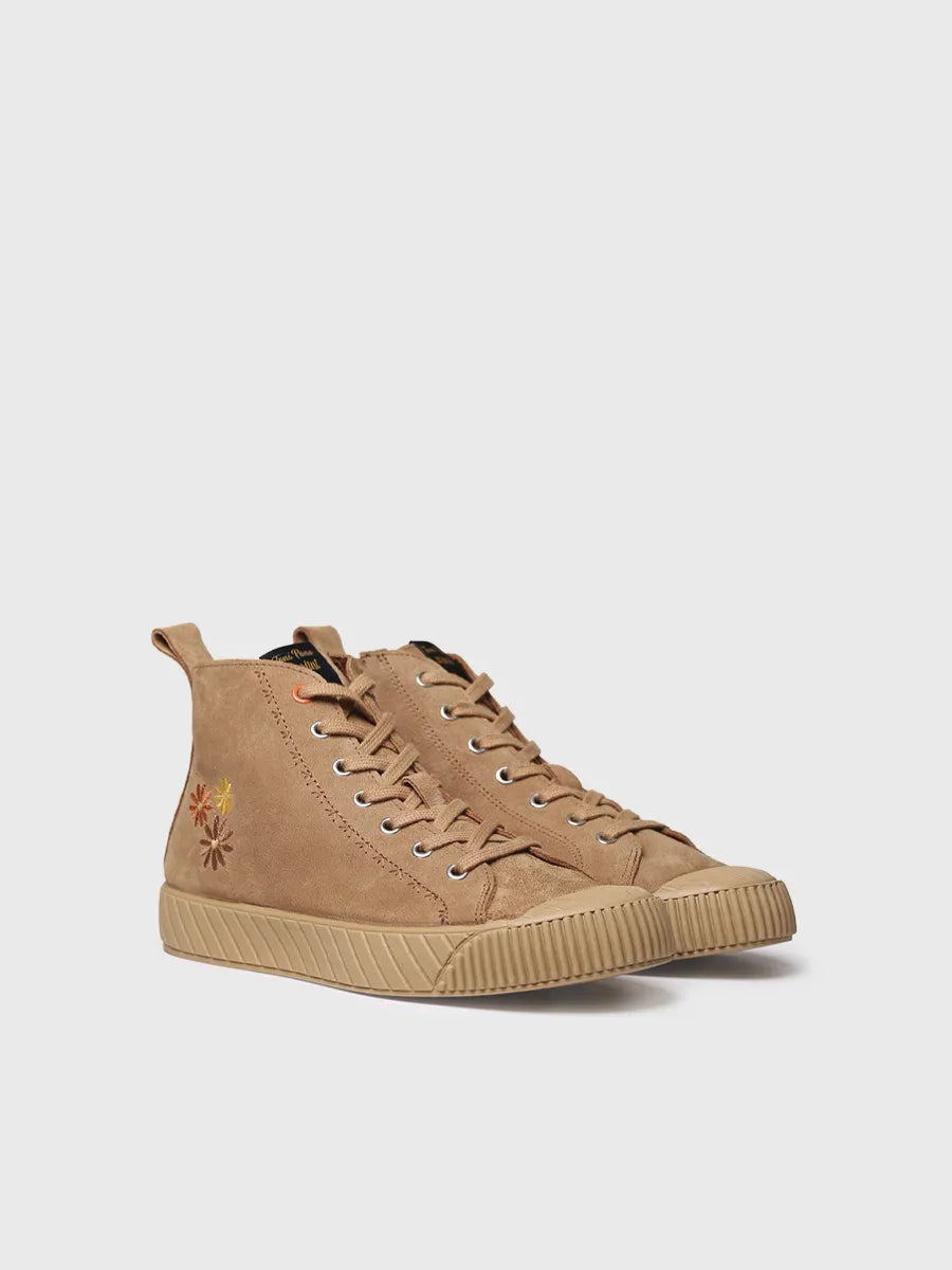 Toni Pons Gia-SF baskets montantes suède camel fleurs