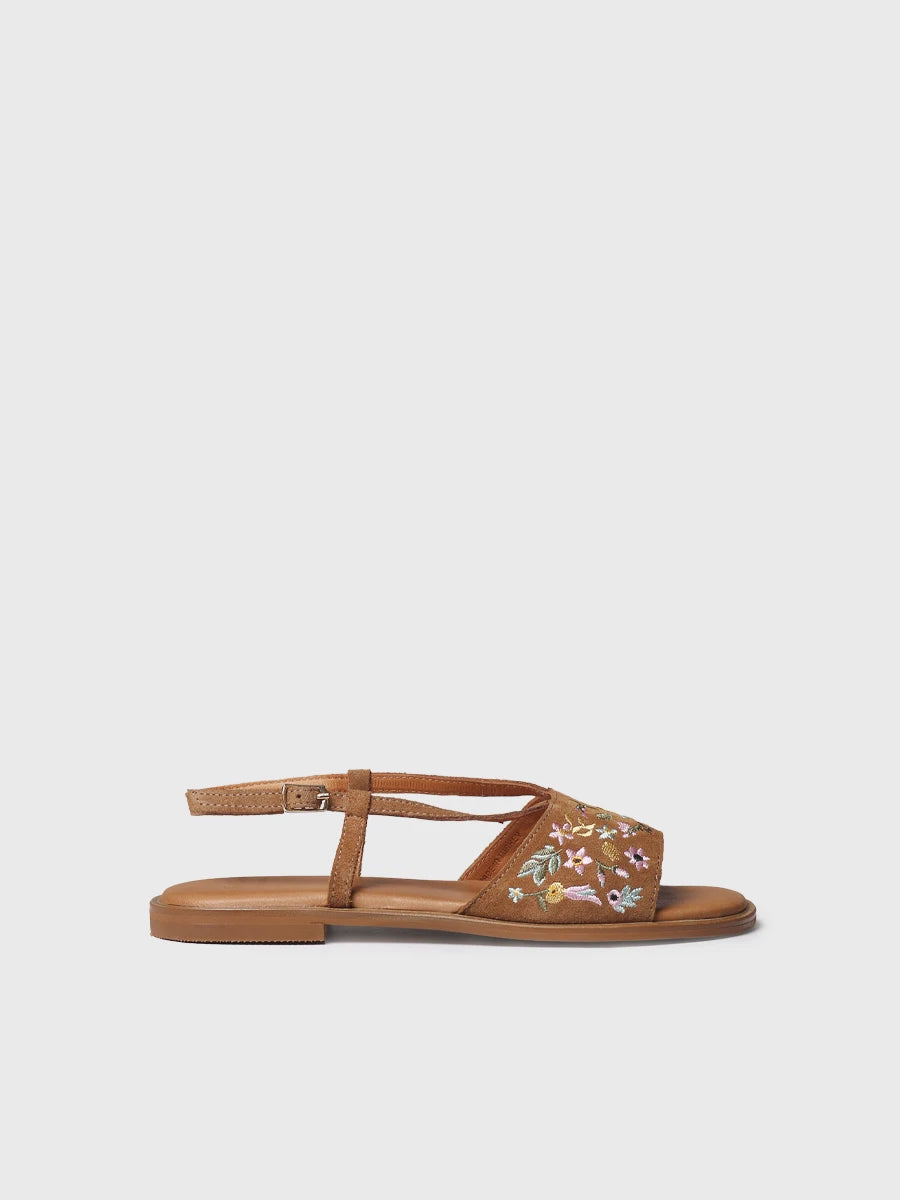 Toni Pons Basilea sandale cuir brodée fleur plate