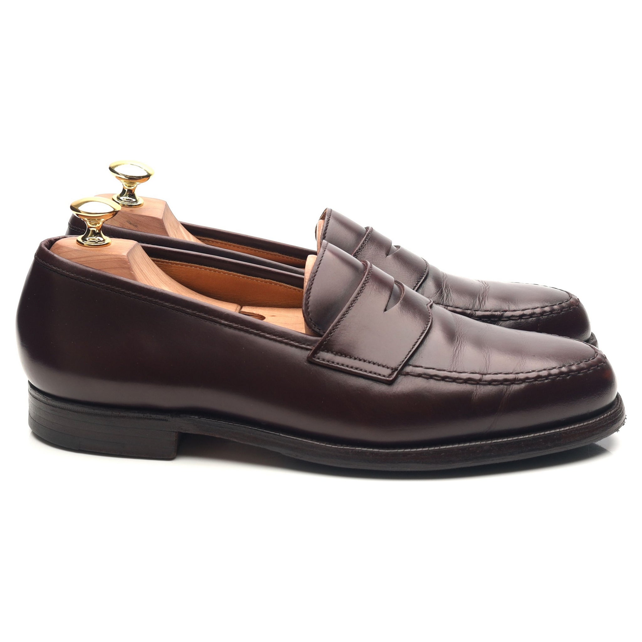 Crockett & Jones Boston mocassins cuir bordeaux UK 8