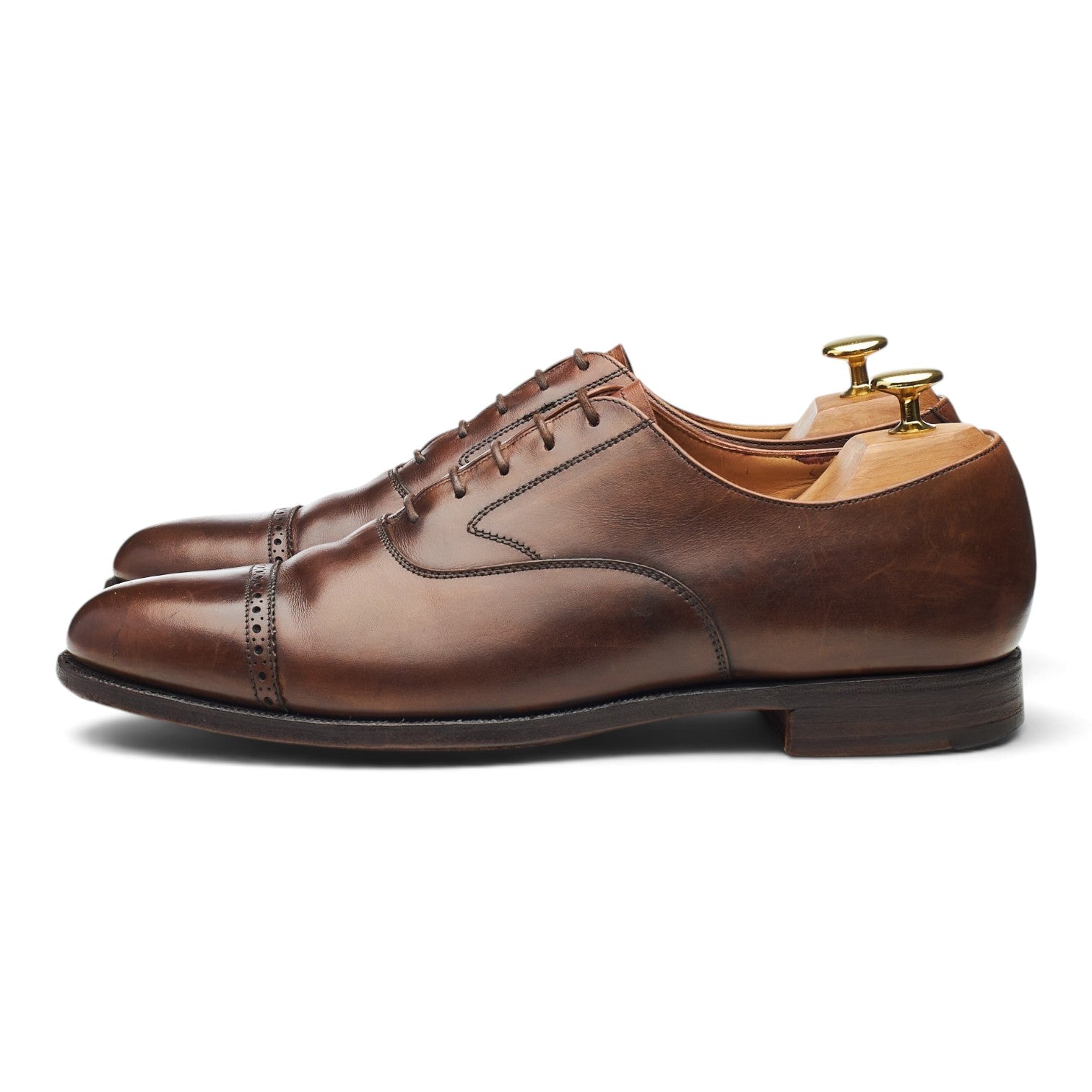 Peal & Co Oxfords cap-toe cuir marron 8 UK