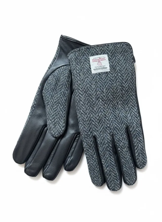 Malfroid Harris Tweed gants cuir laine
