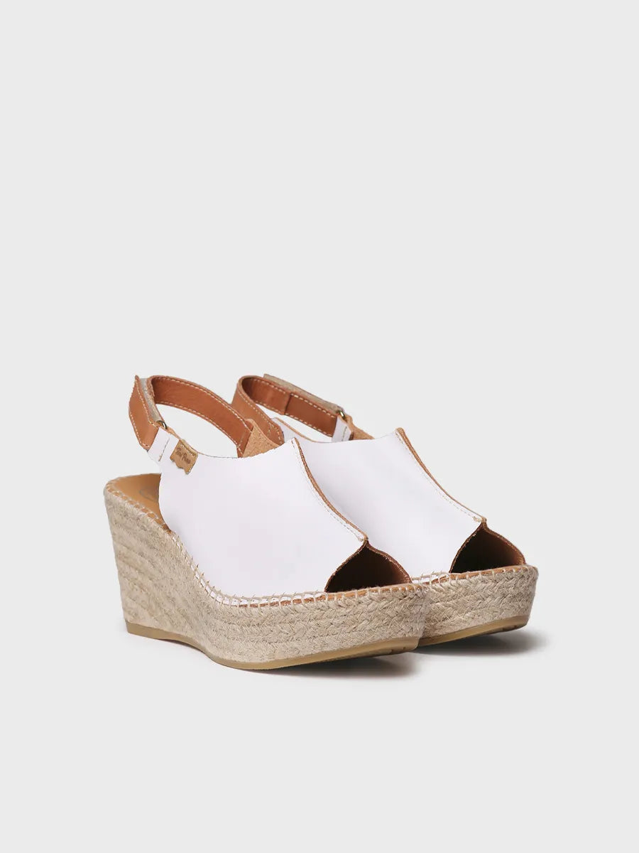 Toni Pons Lugano-P espadrille cuir blanc compensée 8 cm