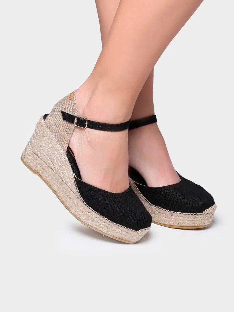 Toni Pons Laia-NT espadrilles compensées lin noir