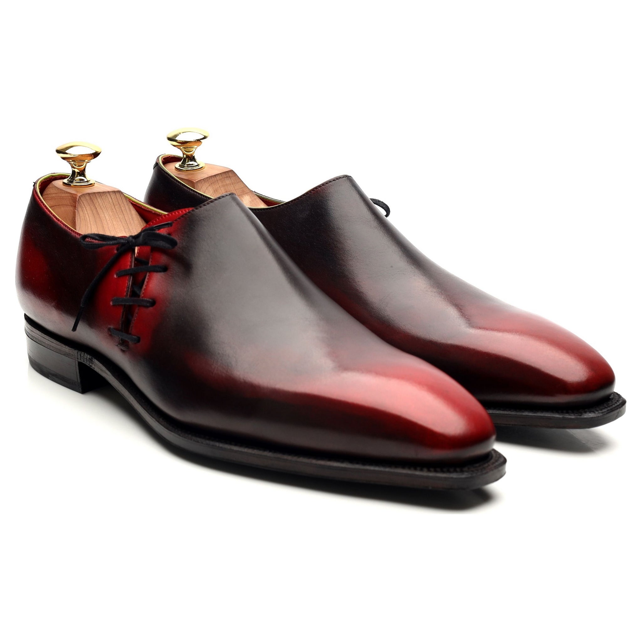 Corthay Lateral Lace richelieu cuir bordeaux UK 8.5