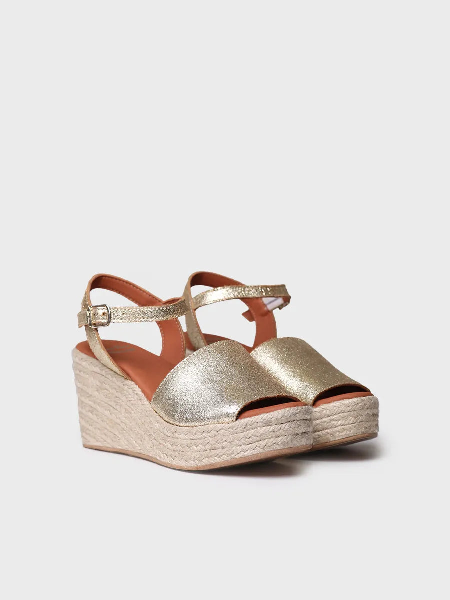 Toni Pons Tamara espadrille compensée cuir platino