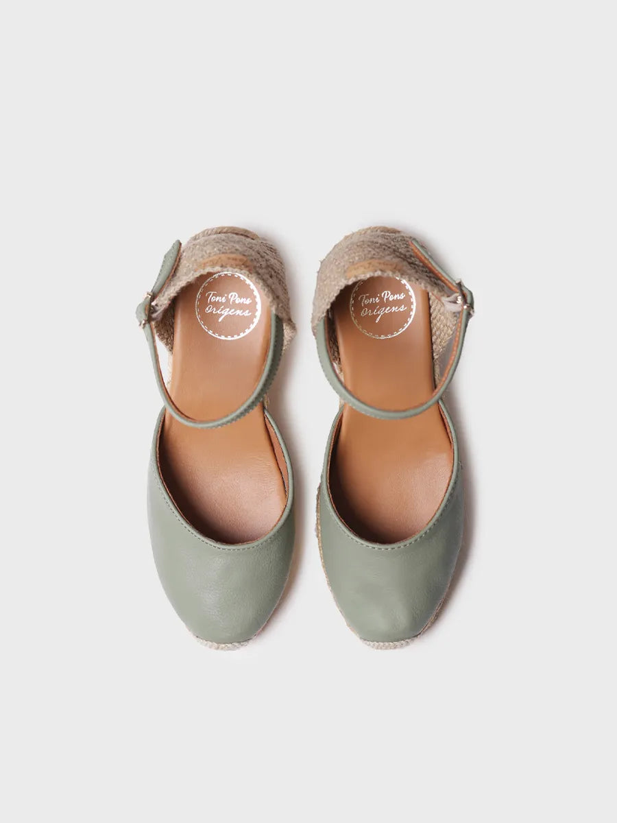 Toni Pons Costa-5 espadrille cuir menthe 7 cm