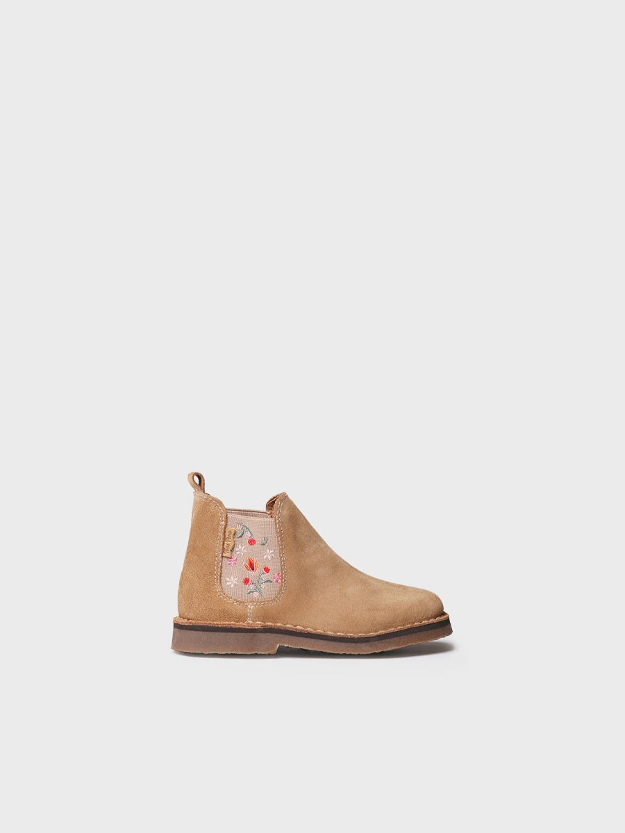 Toni Pons Pubol bottine enfant suède broderie fleur