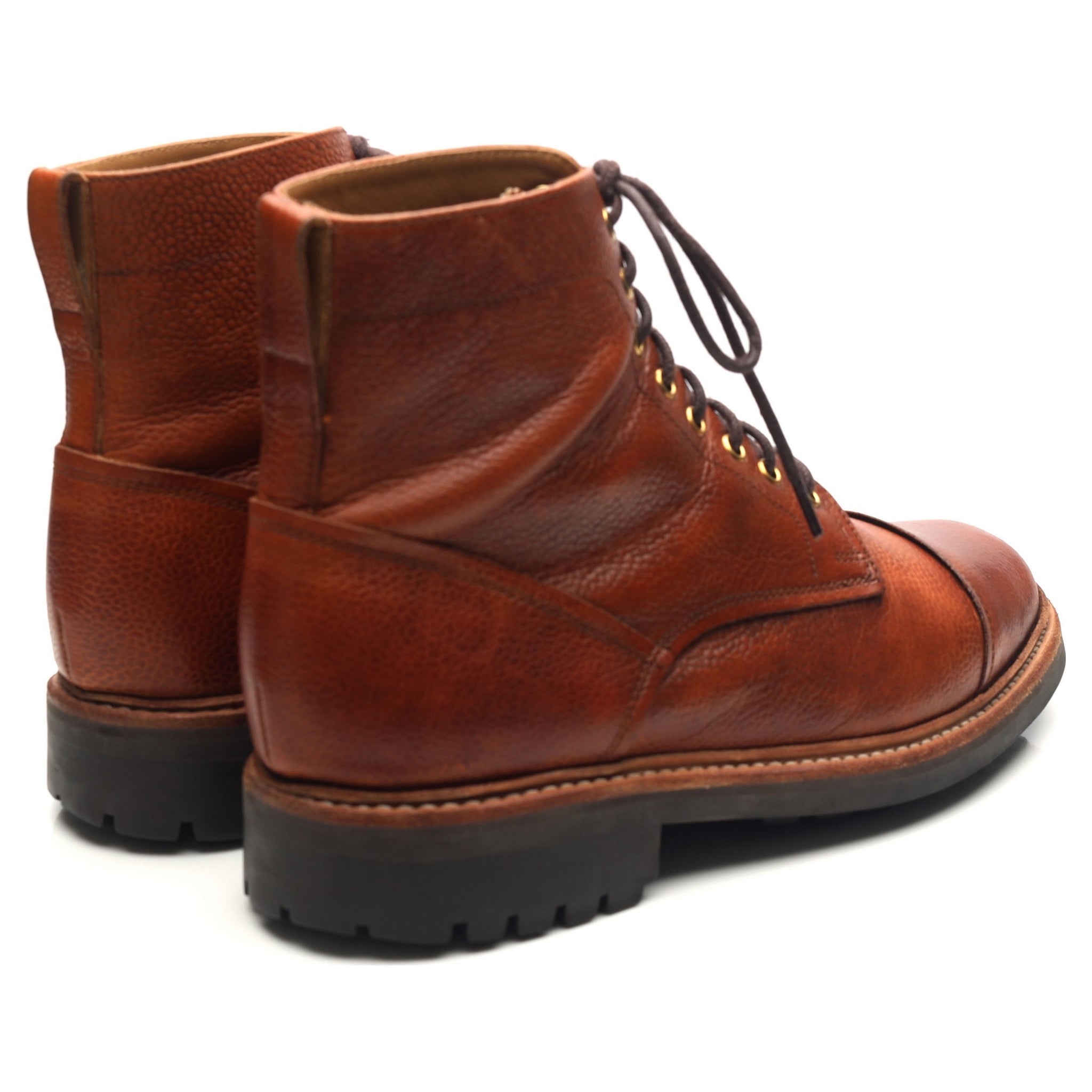 Grenson Joseph boots derby cuir grainé marron UK 8