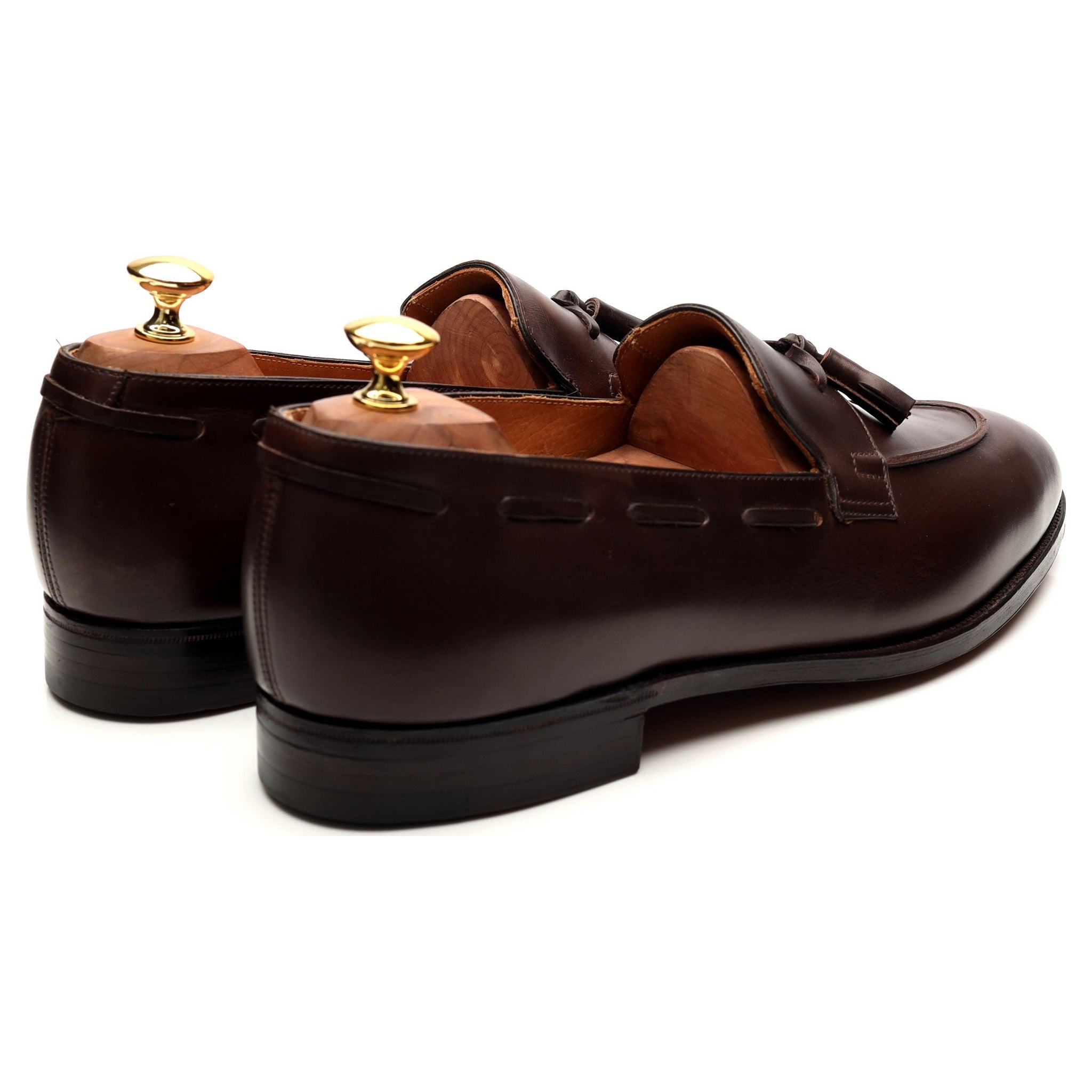 John Lobb Jihel mocassin pompons cuir marron UK 10.5