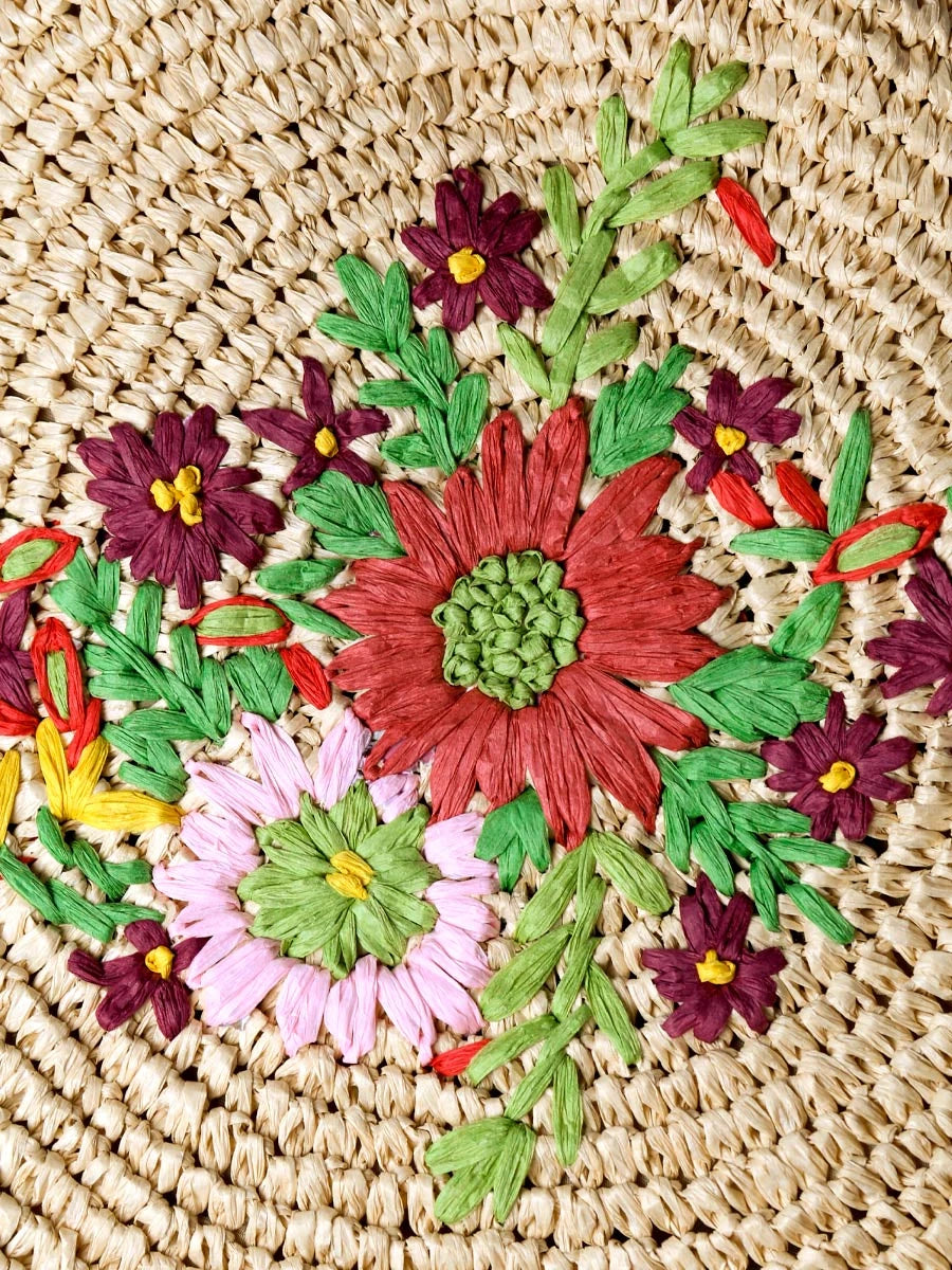 Toni Pons Rubina sac rond raphia broderie florale taille unique