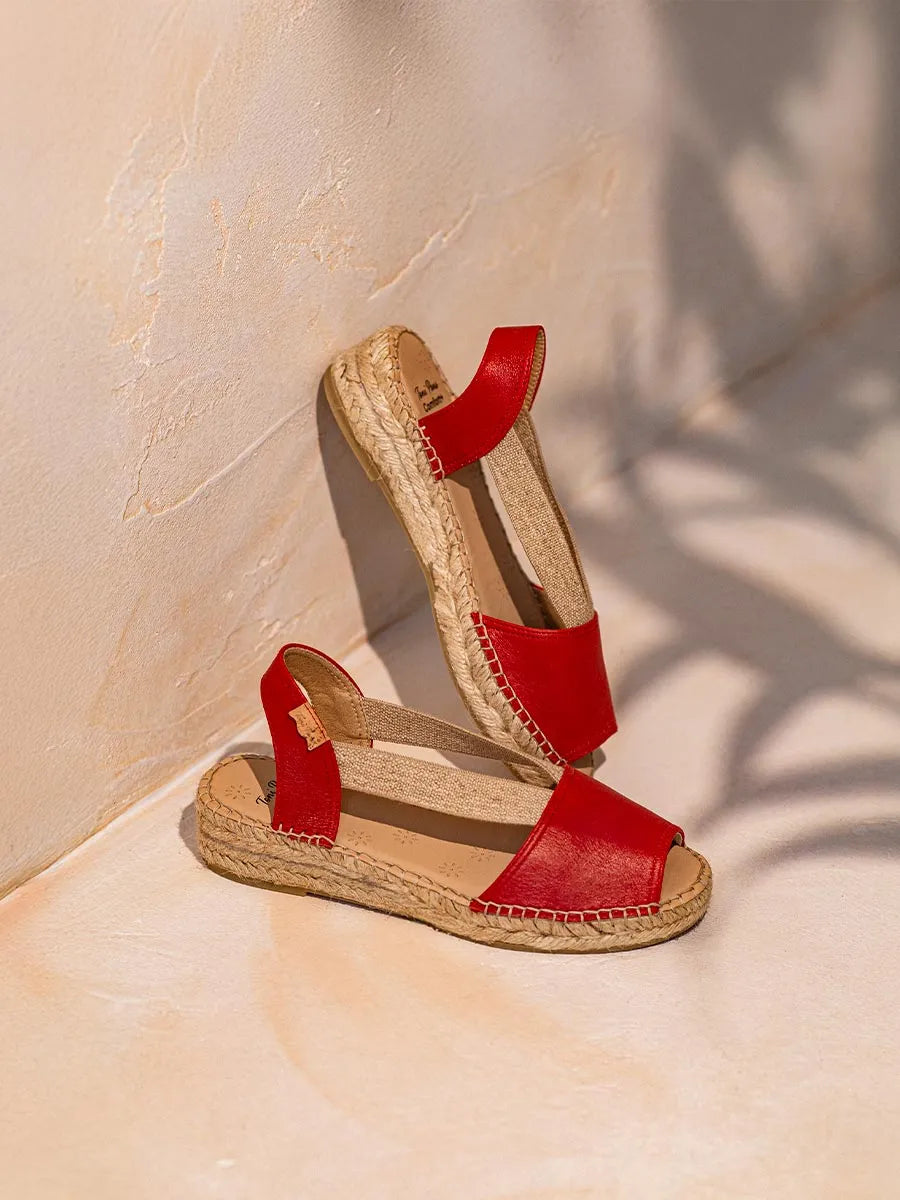 TONI PONS Tala espadrilles cuir rouge pied large
