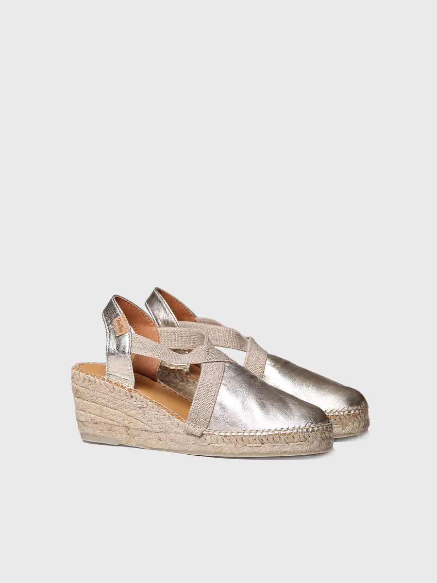 Toni Pons Tossa espadrilles compensées cuir platino