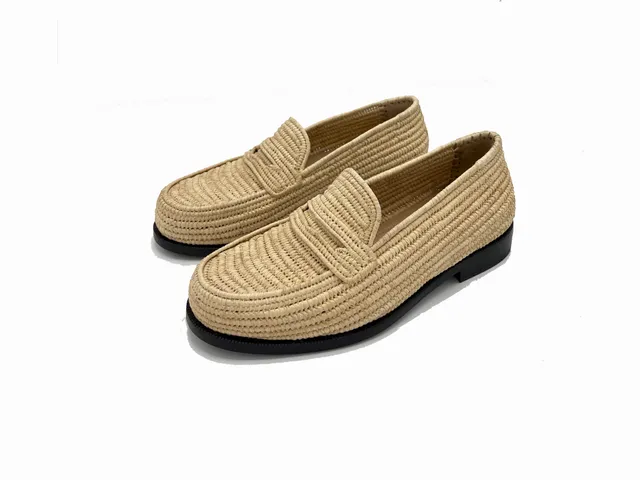 Contre-Allée Maarif Men mocassin raphia beige
