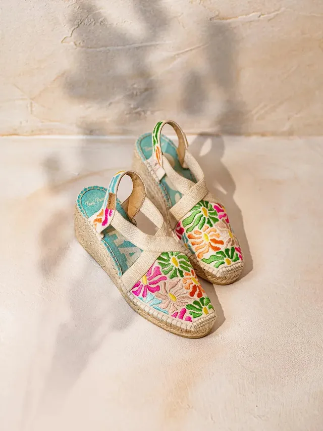 Toni Pons Montjoi espadrille compensée broderie vegan