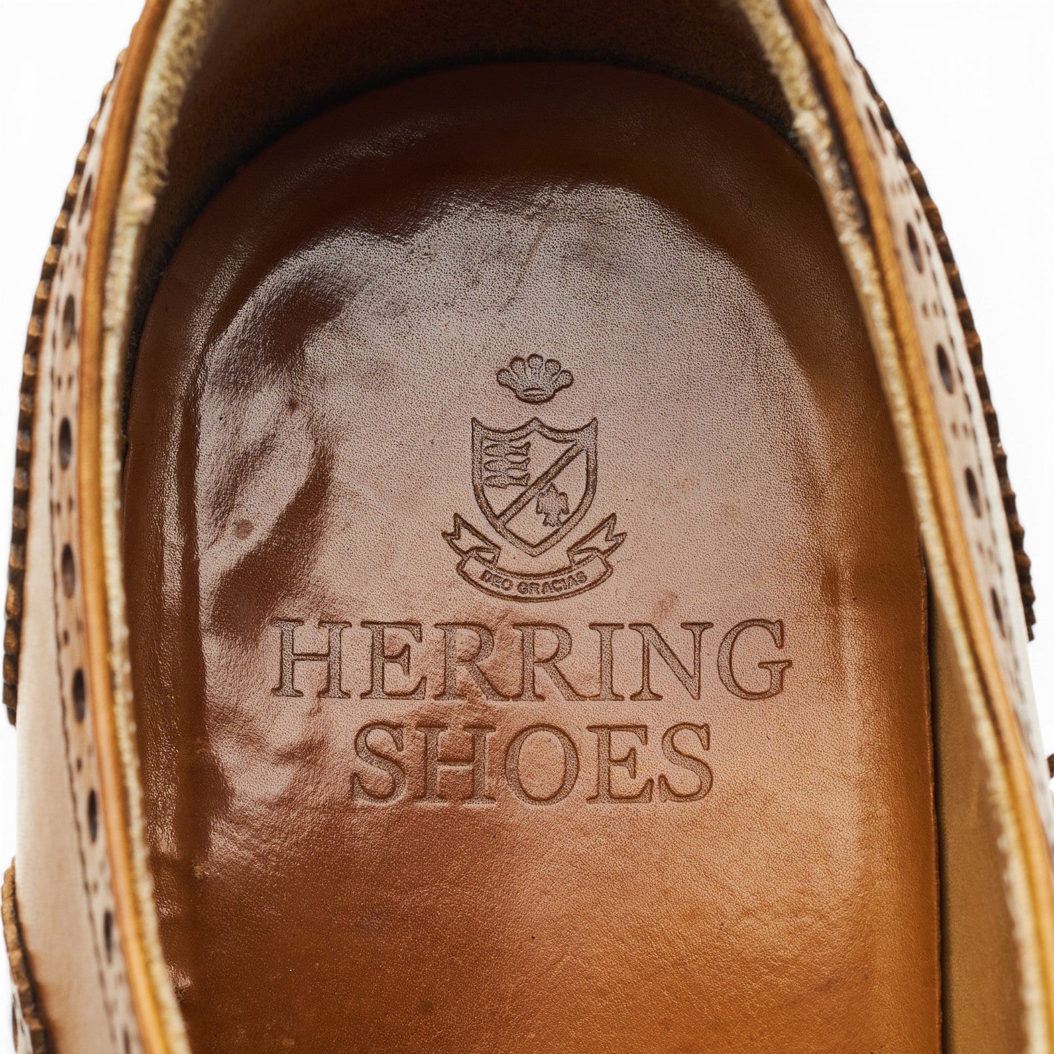 Herring richelieu brogue cuir marron clair UK 7
