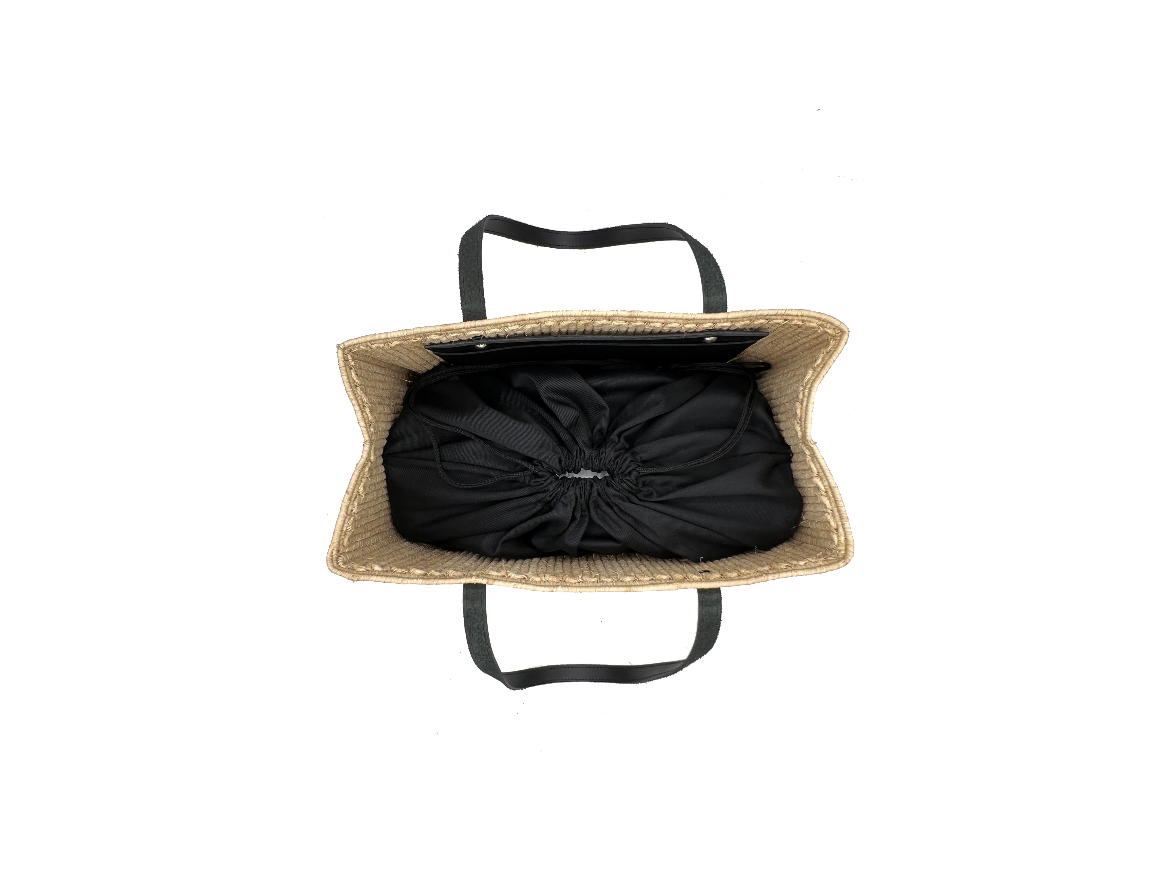 Contre-Allée Safi sac tote raphia cuir naturel