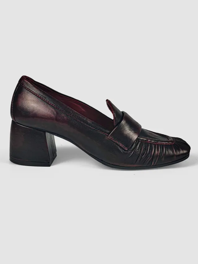 Lorena Paggi Nappa Sfumata mocassin cuir bordeaux
