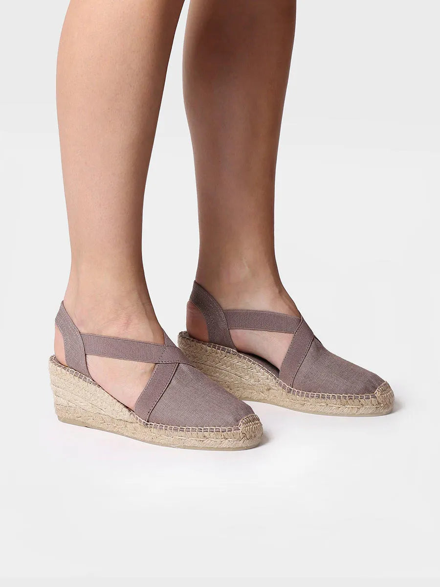 Toni Pons Ter espadrilles compensées lin vegan taupe