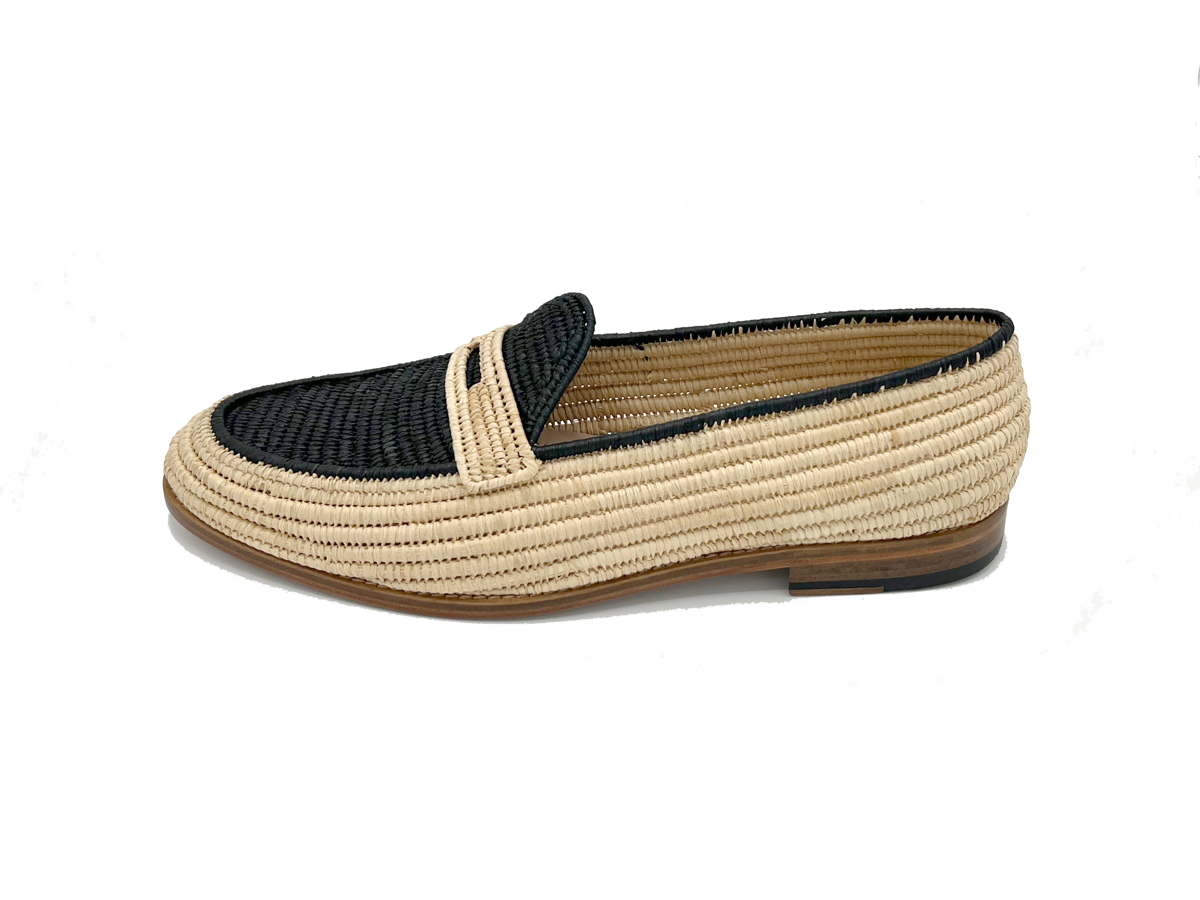 Contre-Allée Polo mocassin raphia naturel vert