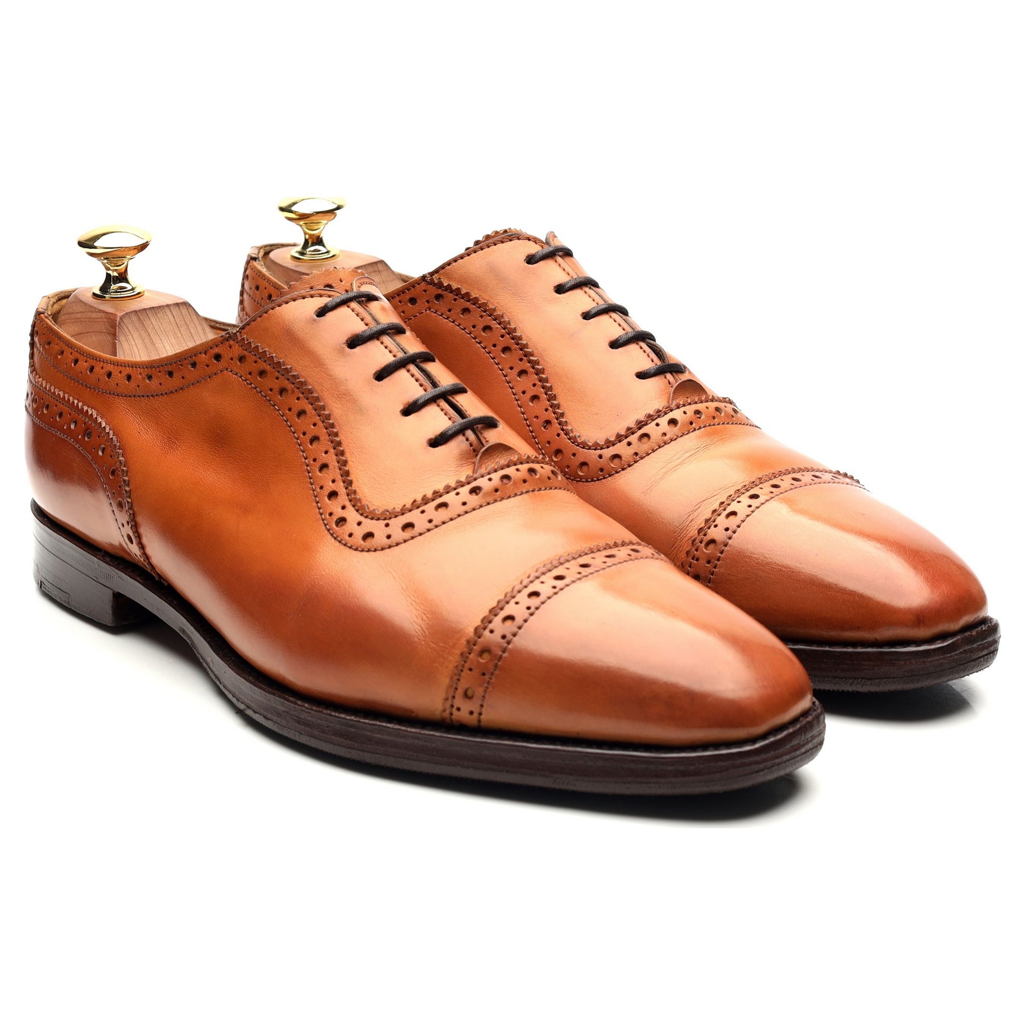 Tricker's Belgrave oxford cuir camel 8 semi-brogue