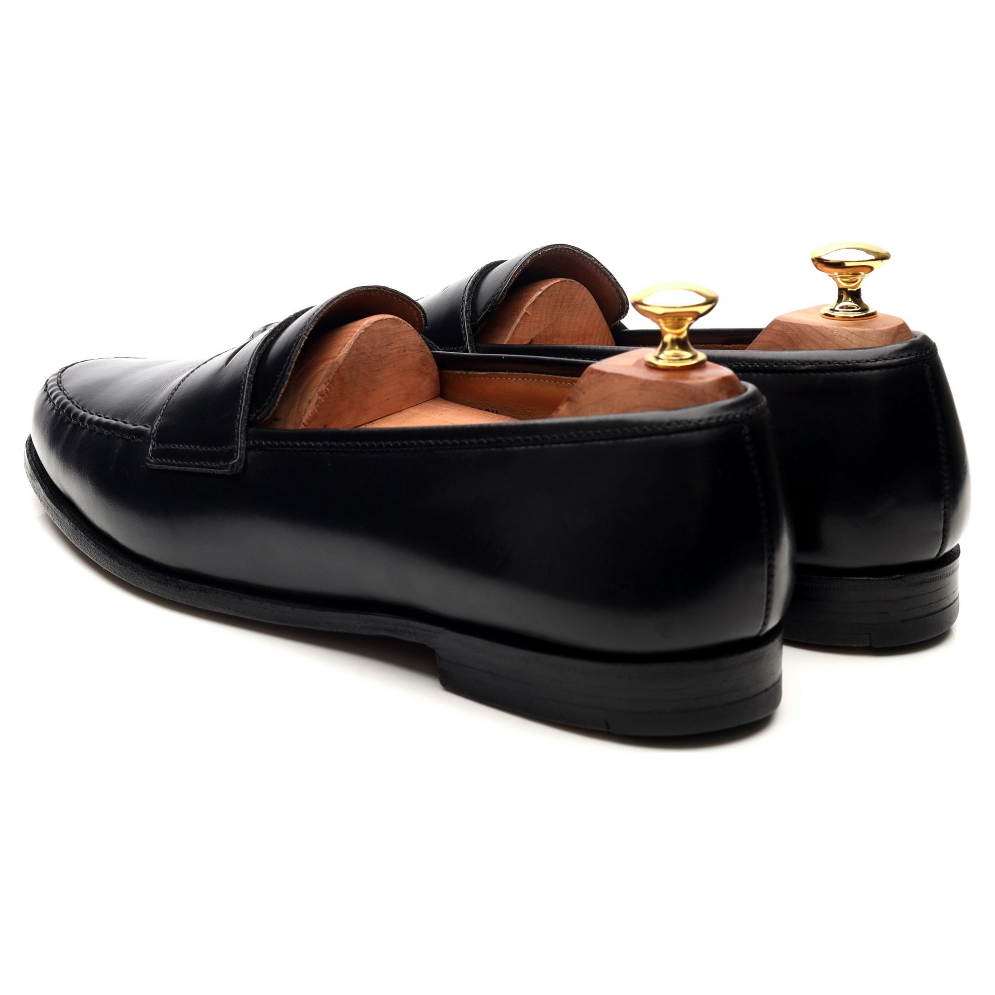 Crockett Jones Boston mocassins cuir noir UK 9.5 cavalerie