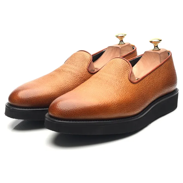 Hardy Amies mocassins cuir grainé marron UK 10