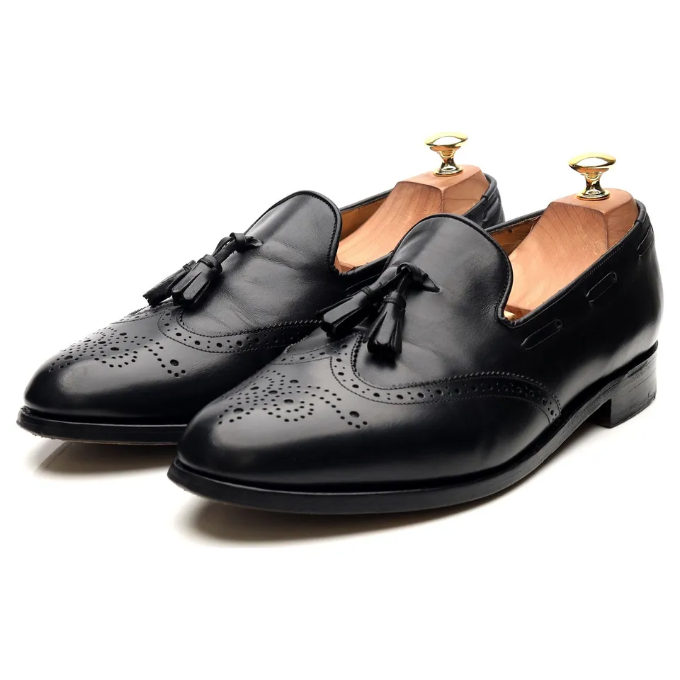 Herring mocassin cuir noir à pompons pointure UK 10