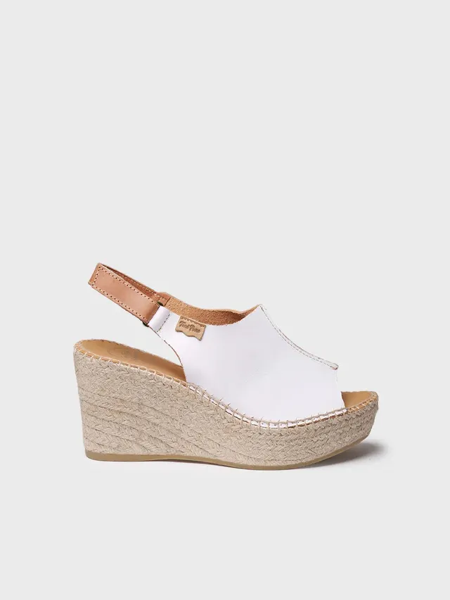 Toni Pons Lugano-P espadrille cuir blanc compensée 8 cm