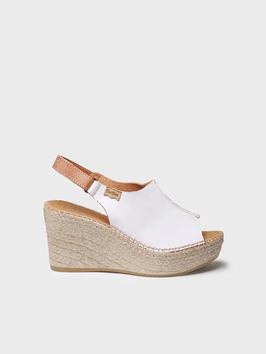 Toni Pons Lugano-P espadrille cuir blanc compensée 8 cm