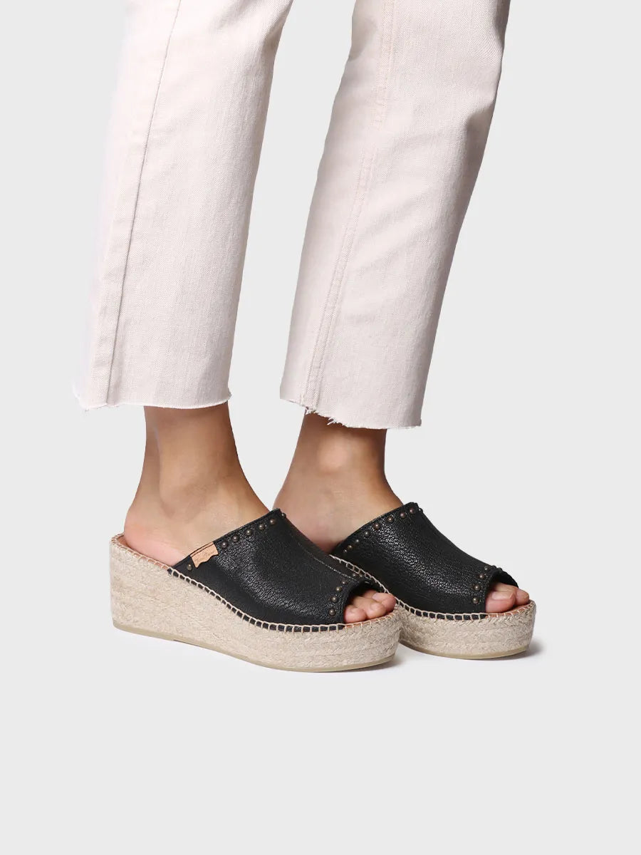 Toni Pons Modena mule espadrille cuir noir