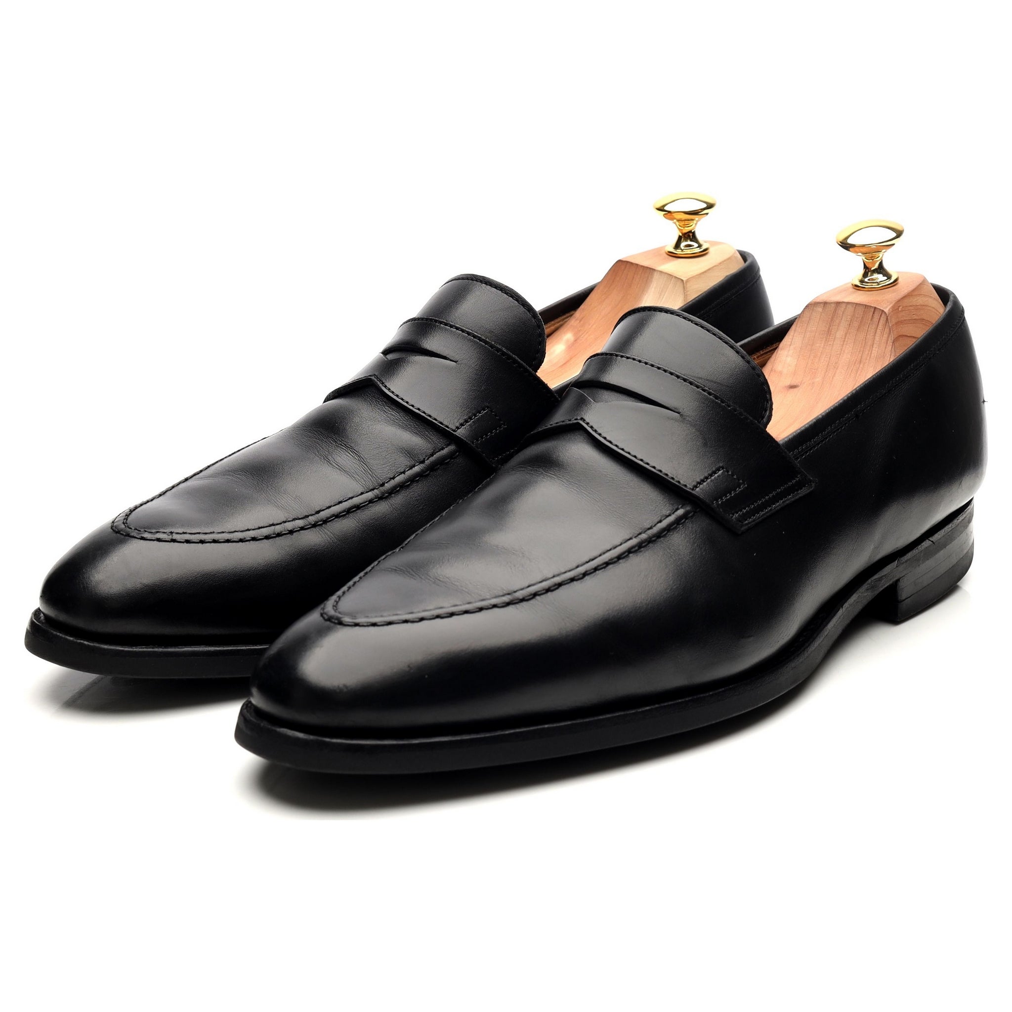 Crockett & Jones Sydney mocassins cuir noir UK 10 semelle gomme