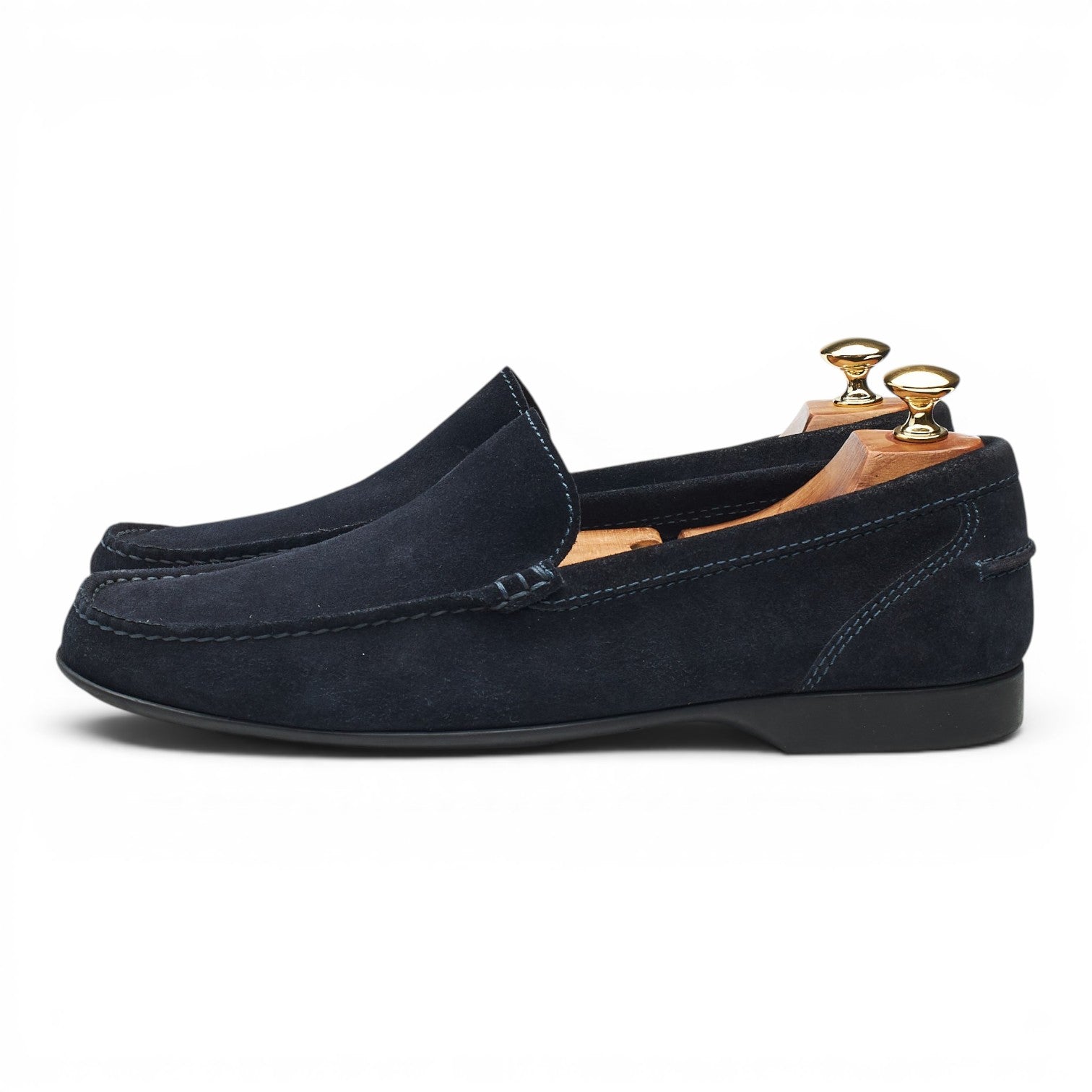 Crockett & Jones Driving mocassins daim bleu marine UK 9