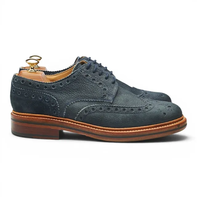 Grenson Archie derby brogues nubuck bleu UK 8