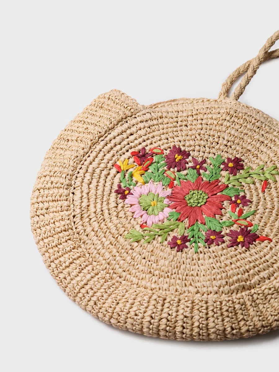 Toni Pons Rubina sac rond raphia broderie florale taille unique