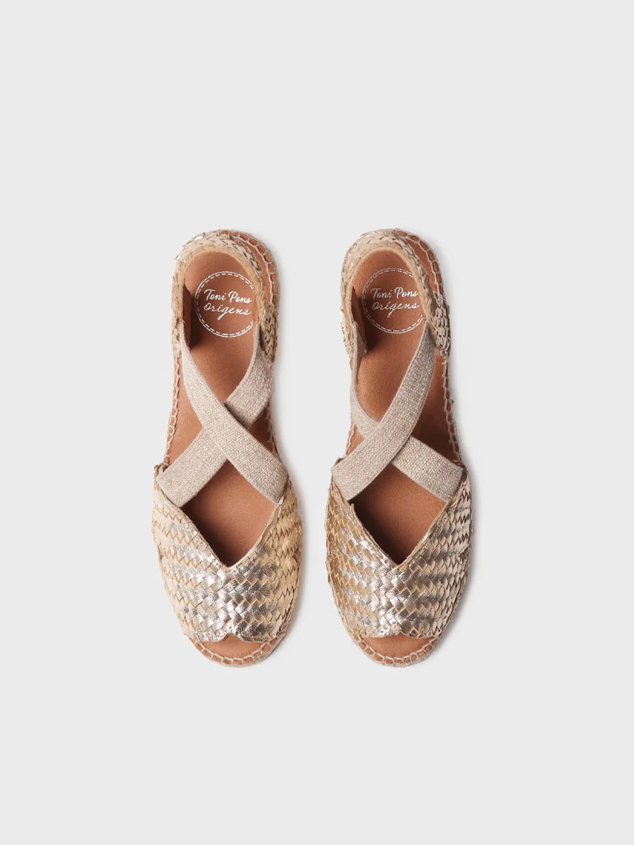Toni Pons Salina espadrille cuir tressé compensée platino