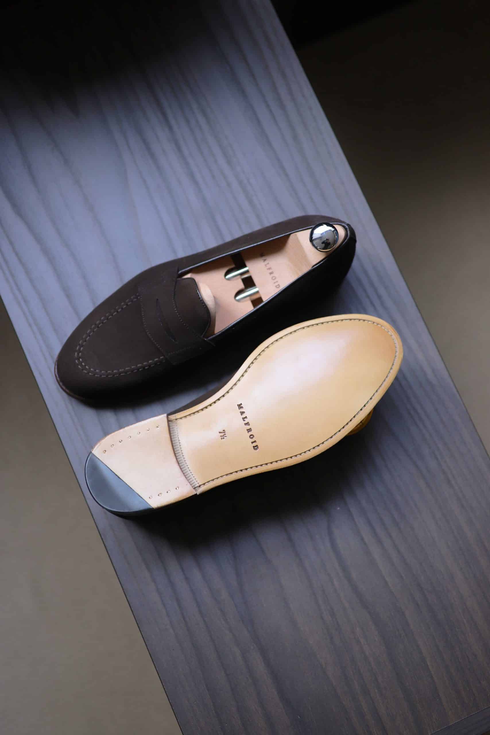 Malfroid Newport Superleggera mocassin penny velours