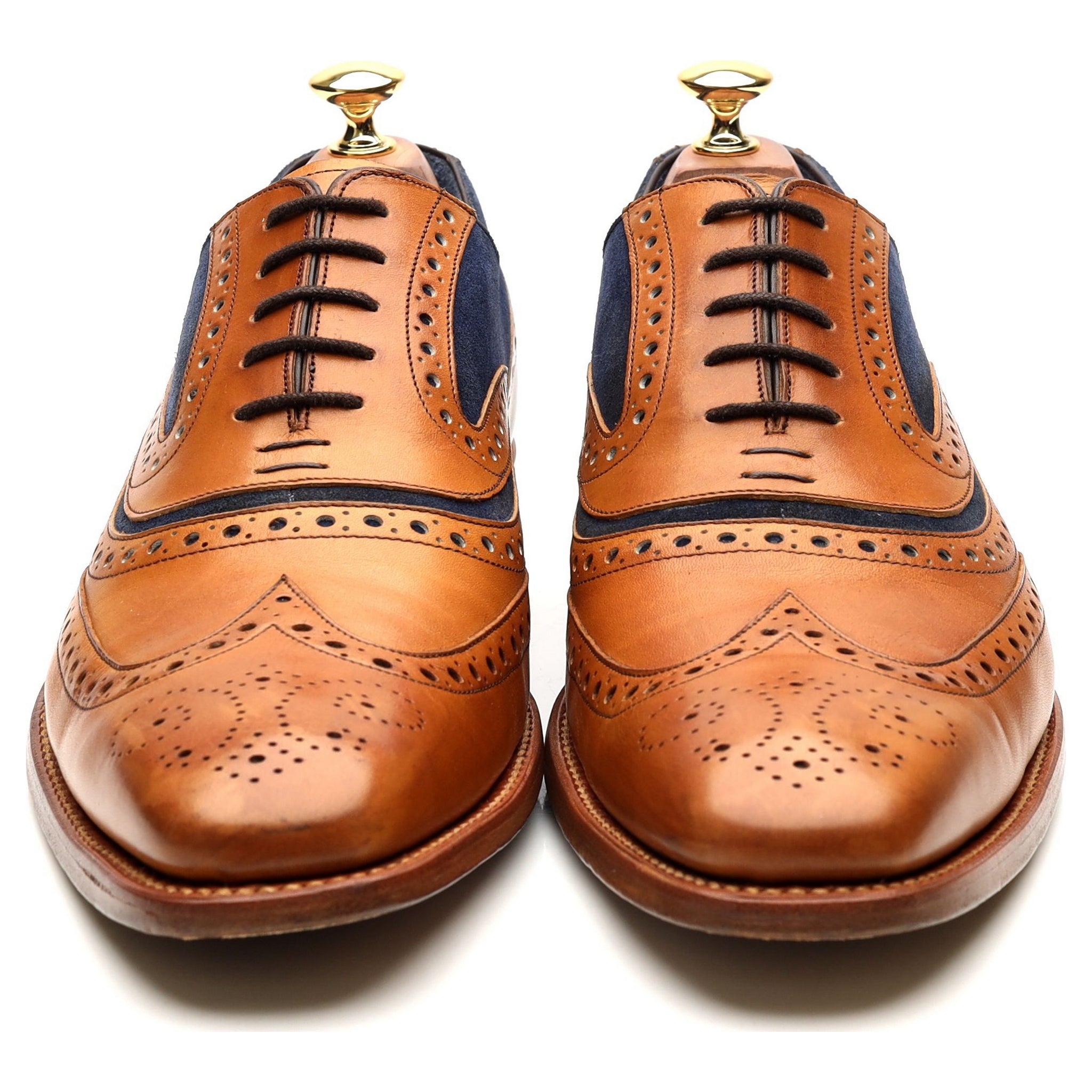 Barker McClean brogues cuir marron tan UK 9