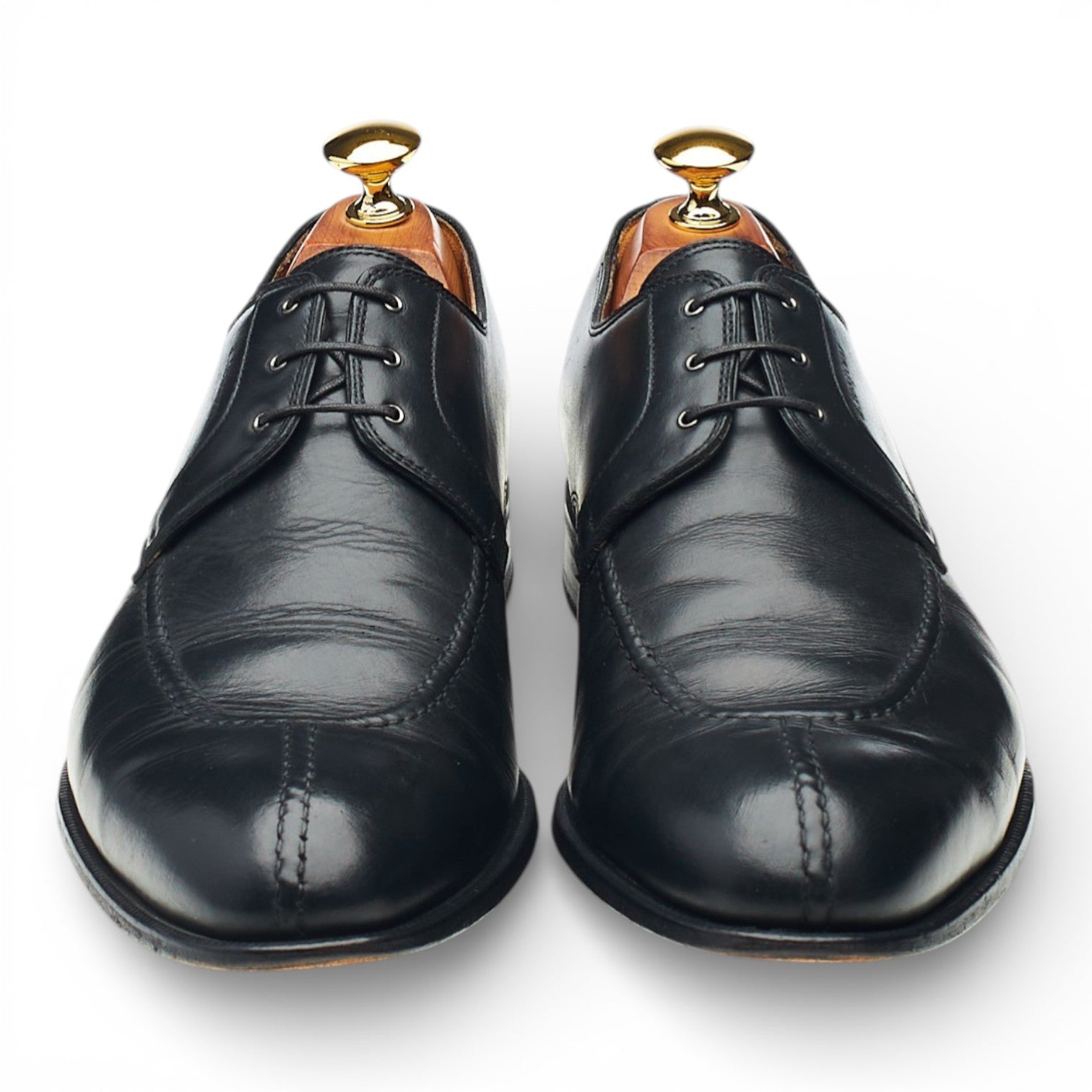 A.Testoni derby cuir noir 6 UK bout droit